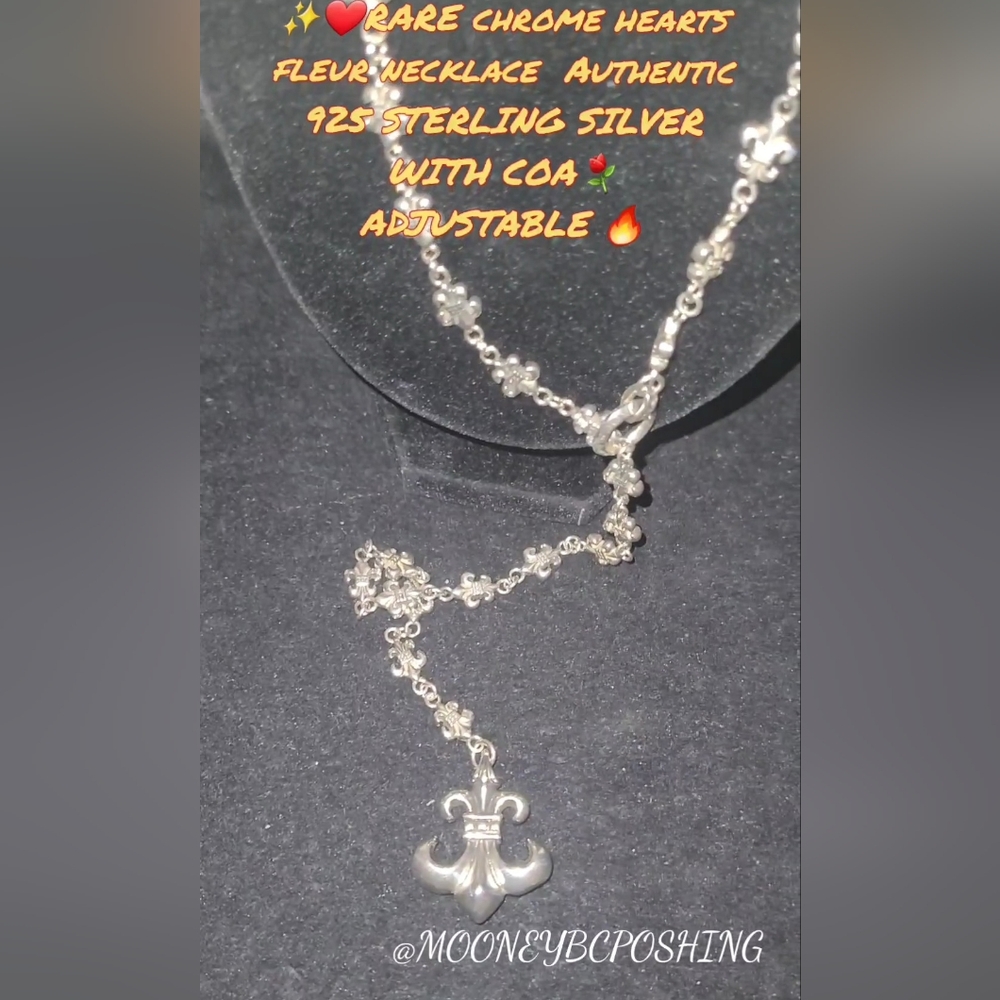 VINTAGE CHROME HEARTS RARE Fleur necklace  Authentic 925 WITH COA - Picture 12 of 17